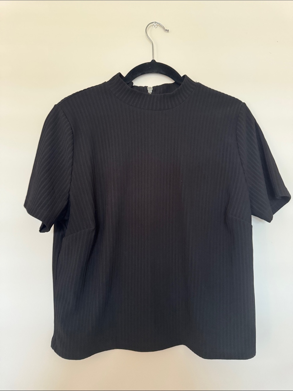 Forever 21 Black Ribbed Short-Sleeve Top